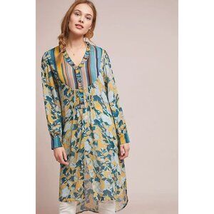 Anthropologie NWT Blank London Lucia Tunic Top in Blue Motif size Large